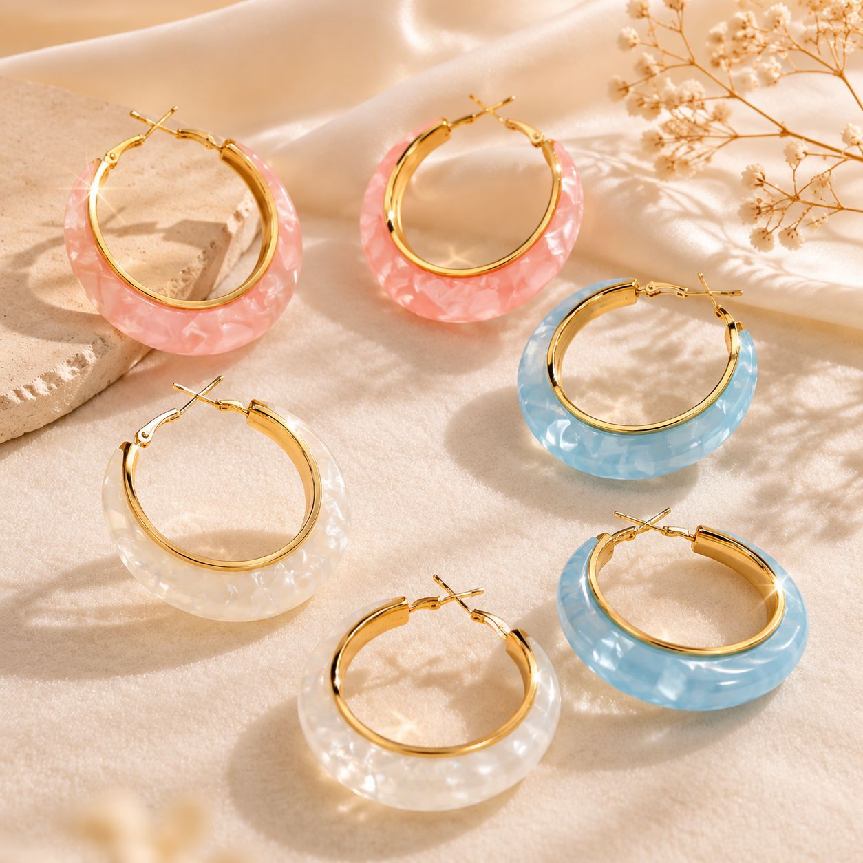 Wholesale Trendy Mint Green Circle Earrings For Women Summer Beach Vacation Party Jewelry Accessory