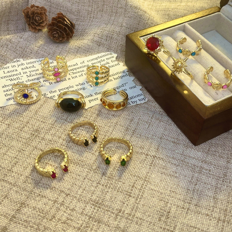 Wholesale Vintage 18k Gold Ring with Adjustable Opening Adjustable Rings Gold Plated Rings ACC-RS-YaoFeng002