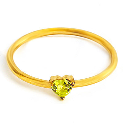 Wholesale 2PCS Titanium steel heart-shaped zircon ring