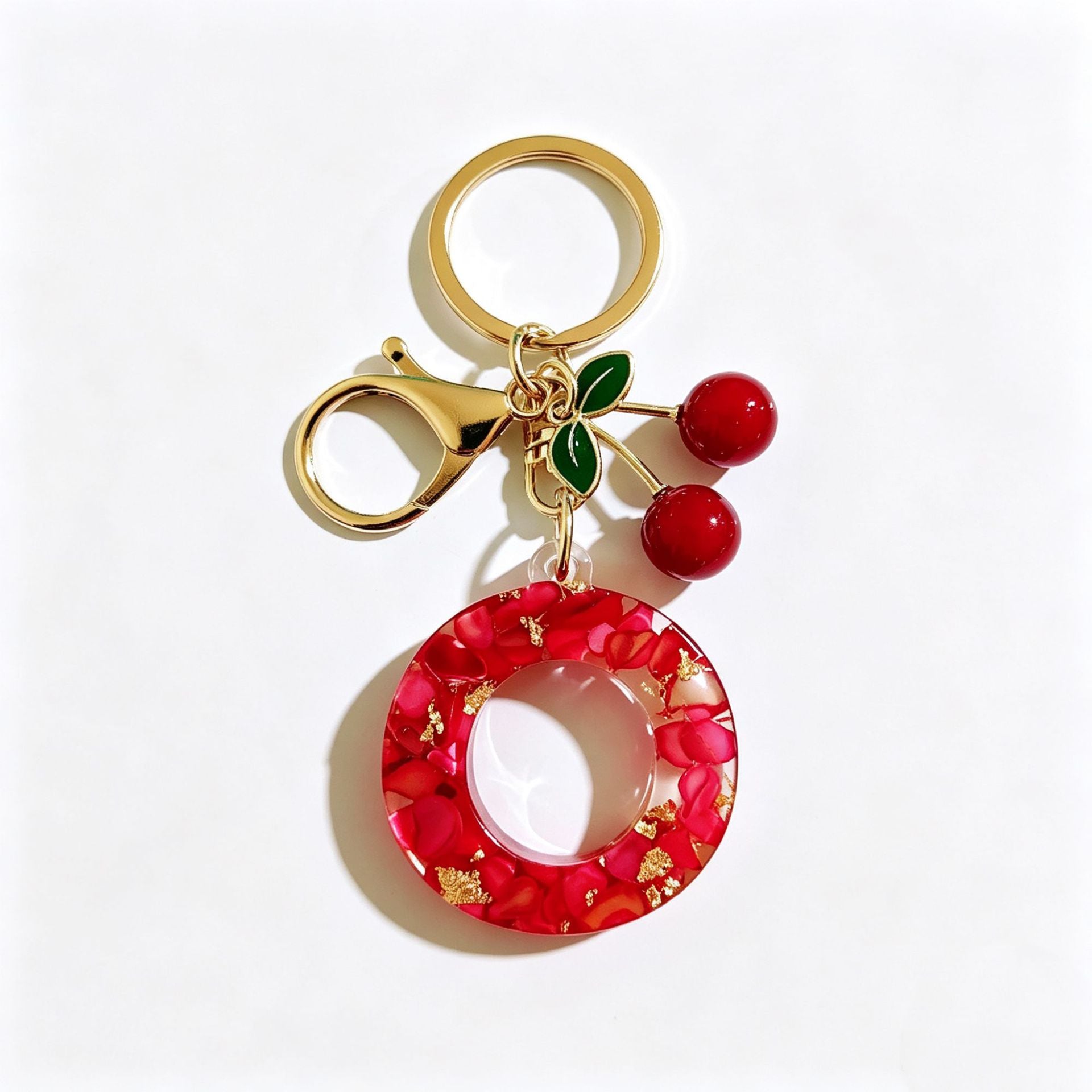 Wholesale Stylish Letter Keychain With Cute Cherry Pendant Plastic Bag Charm And Car Key Accessory Gift