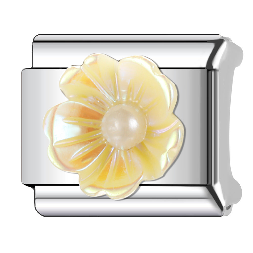 Wholesale Italian Charm Bracelet 9mm DIY Splicing Creative Flower Stainless Steel Composable Bracelet