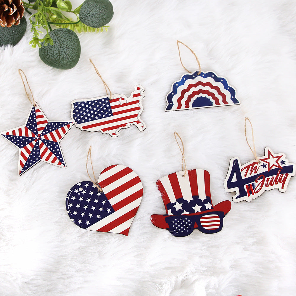 Wholesale Wooden crafts American Independence Day pendant  decoration pendant