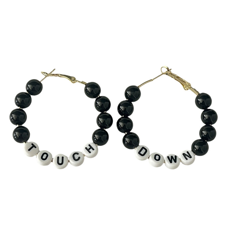 Wholesale 2 pairs/pack  Rugby Season Cheerleading Family Multicolor Bead Earrings