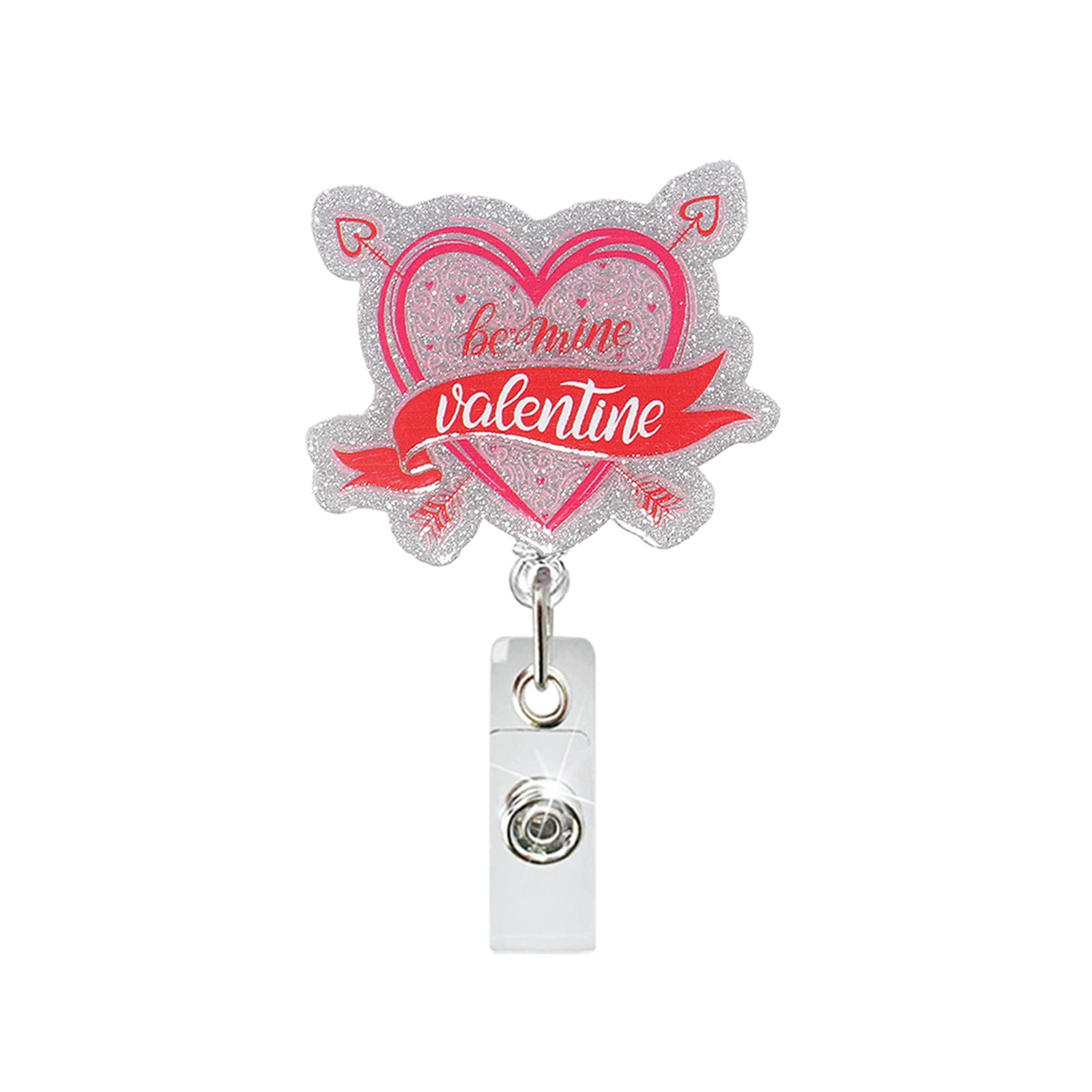 Wholesale Valentine' s Day gift letter heart-shaped acrylic Badge Reels