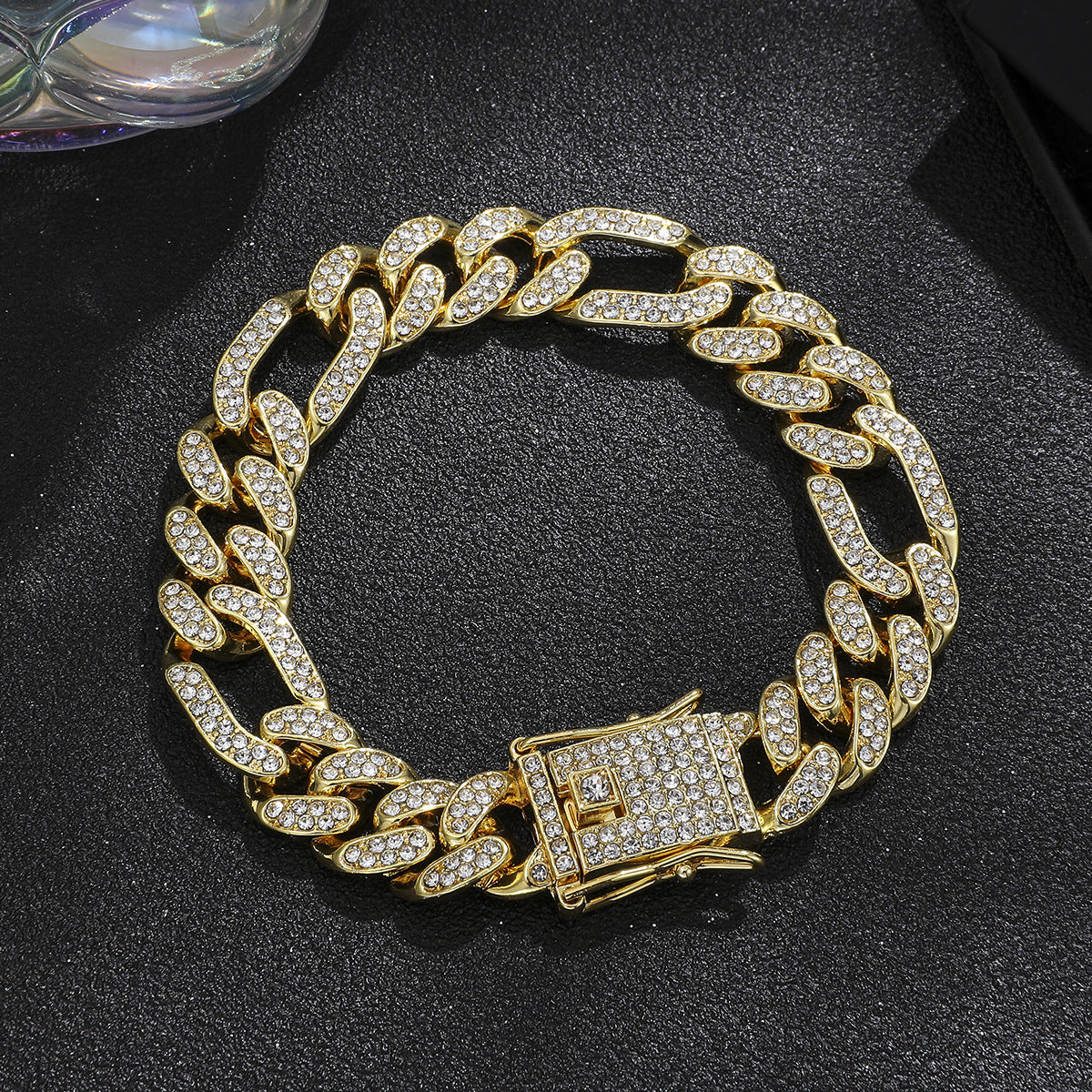 Wholesale Alloy Heavy-duty Full Diamond Cuban Chain Diamond-studded Men's Hip-hop Style Thick Necklace ACC-NE-MeiWeite002