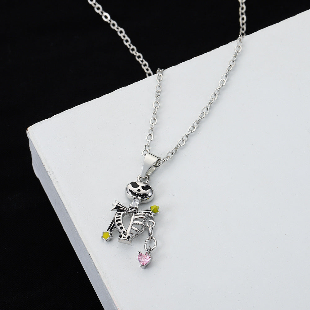 Wholesale Men' s Skull Pendant Necklace Vintage Gothic Alloy Electroplated Casual Fashion Accessory