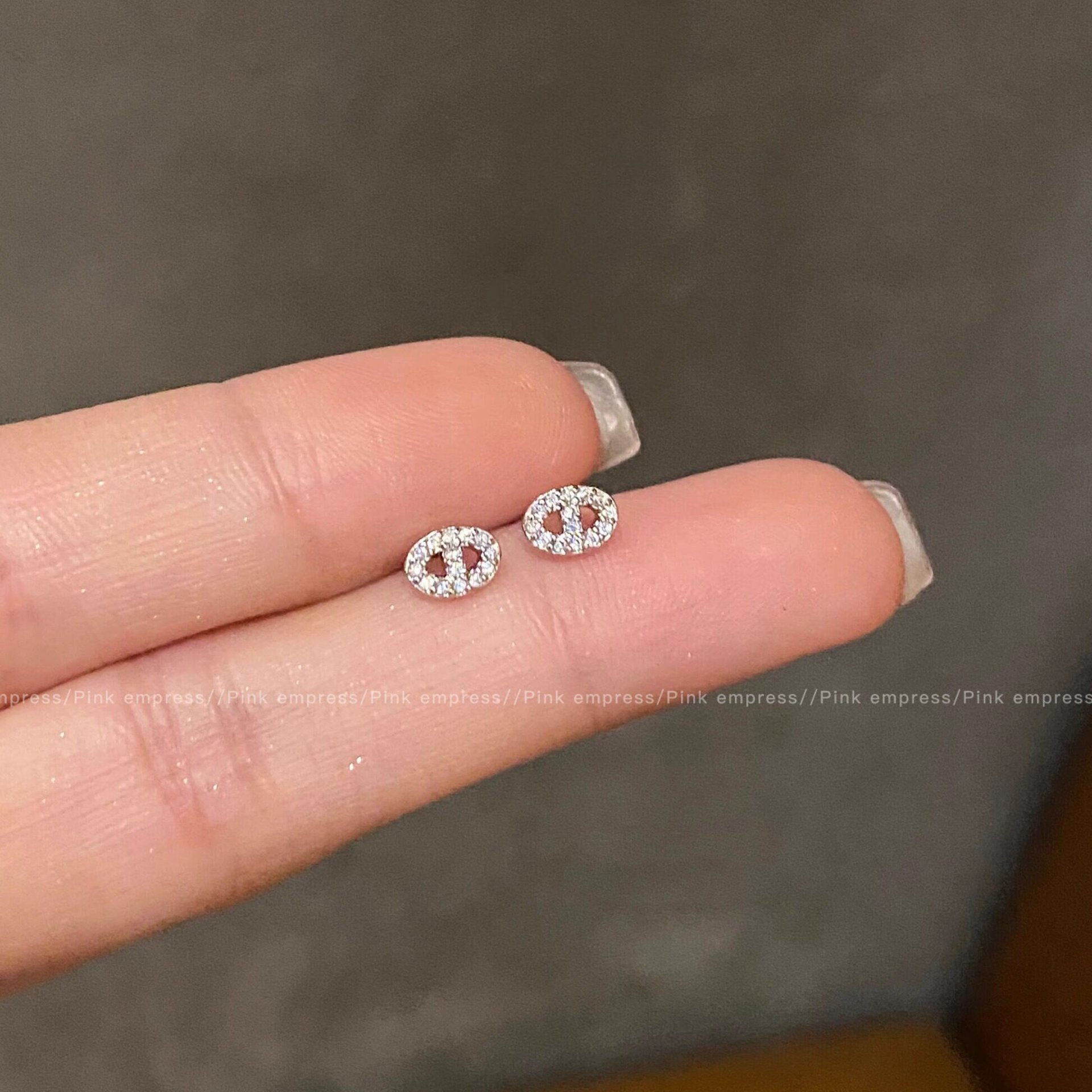 Wholesale Geometric Oval Rhinestone Ear Studs Fashion Accessory Party Wear Jewelry Gift
