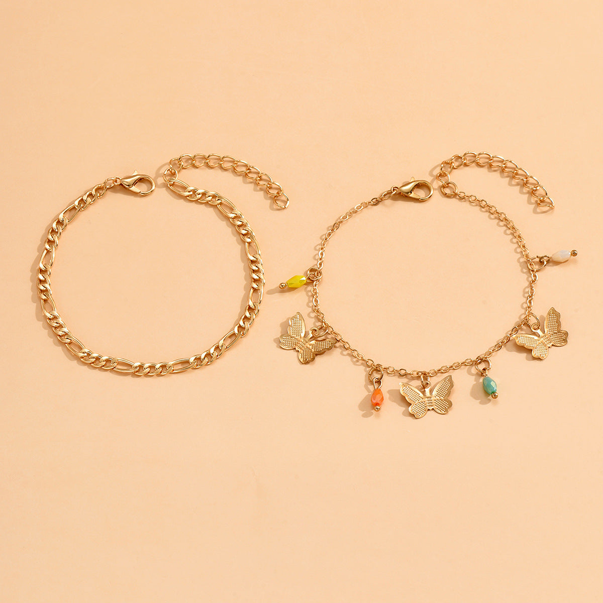 Wholesale colorful beaded alloy anklet