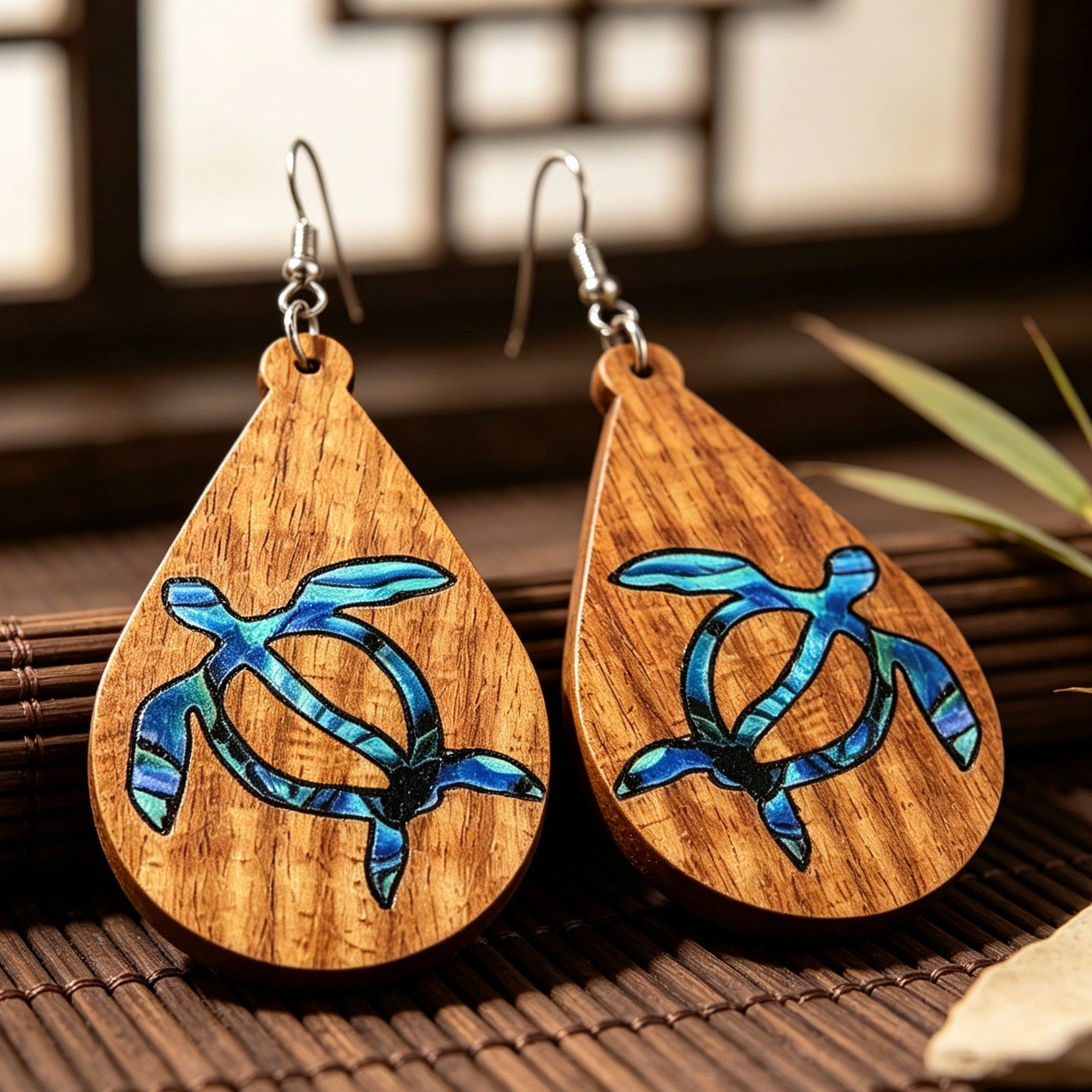 Wholesale Hawaiian Turtle Wooden Earrings Ocean Beach Vacation Style Casual Fashion Jewelry Accessory Gift