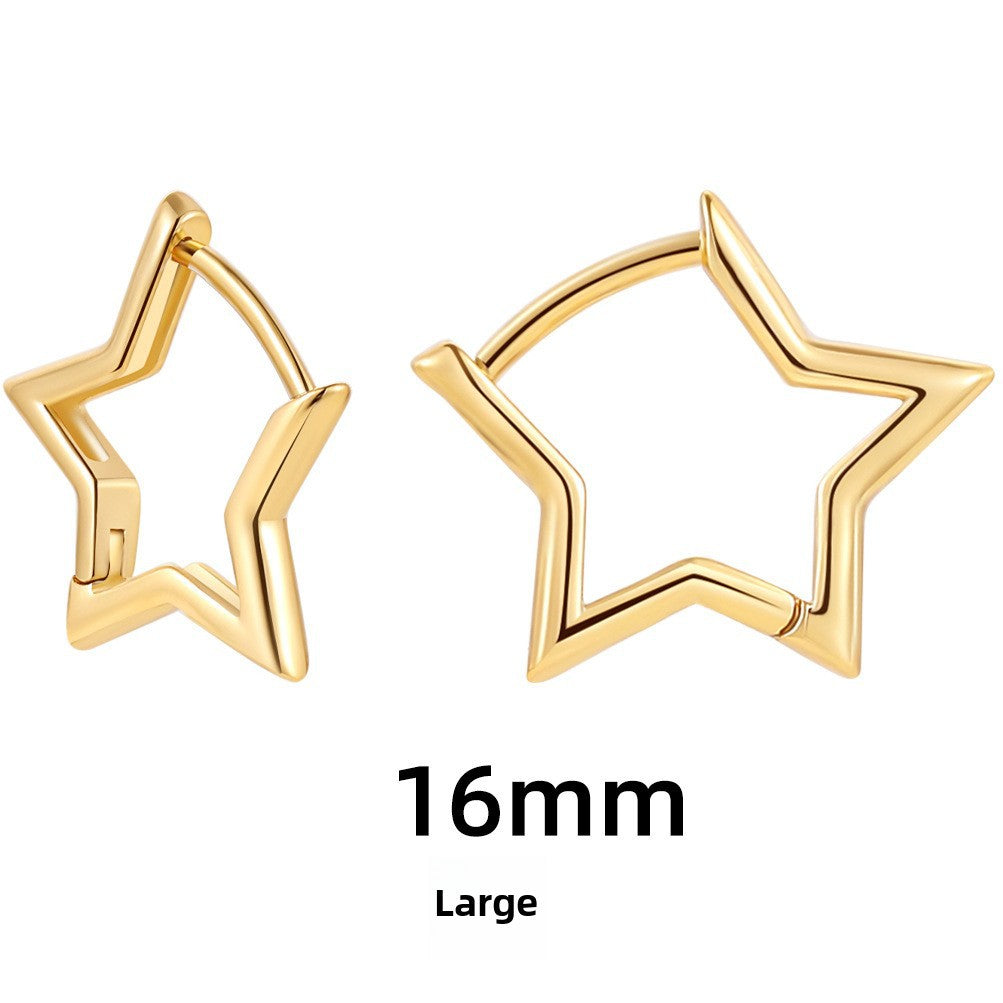 Wholesale Stainless Steel Earrings Hollow Copper Five-pointed Star Love Earrings