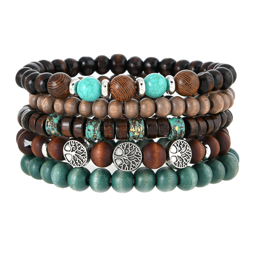 Wholesale Bohemian Retro Style Wood Beads Beaded Bracelet