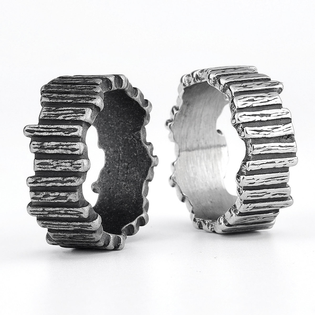 Wholesale Titanium Steel Vertical Grain Rings Men’s Rings ACC-RS-Moer009
