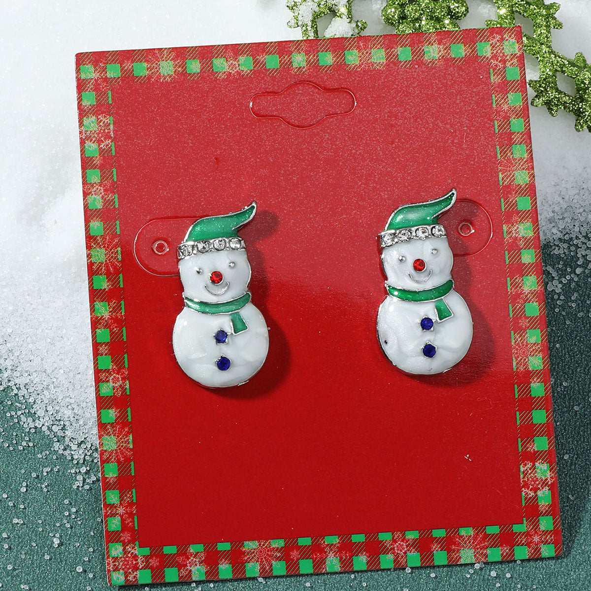 Wholesale Christmas Cute Alloy Oil Dripping Elk Snowflake Earrings ACC-ES-MY036