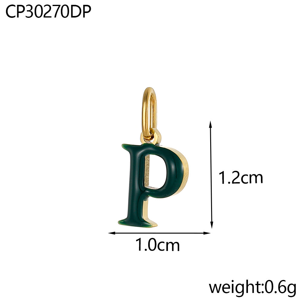 Wholesale Colorful 26 English letters oil-dripping stainless steel vacuum electroplating pendant