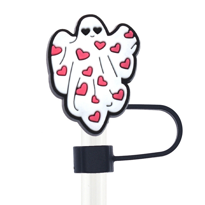 Wholesale 50pcs 10mm Straw Cover Cartoon Cute Ghost Silicone Straw Caps for Cup Decoration Straw Tube Cap ACC-SCR-SSL003