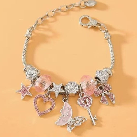 Wholesale DIY Beaded Butterfly Heart Key Bracelet