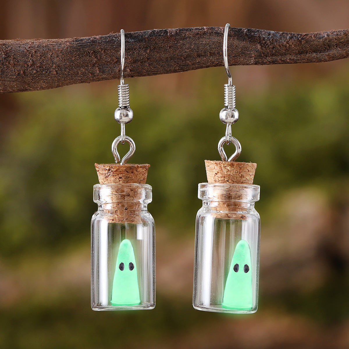 Wholesale Glass Glow In The Dark Ghost Pendant Earrings For Women Trendy Party Jewelry Accessory