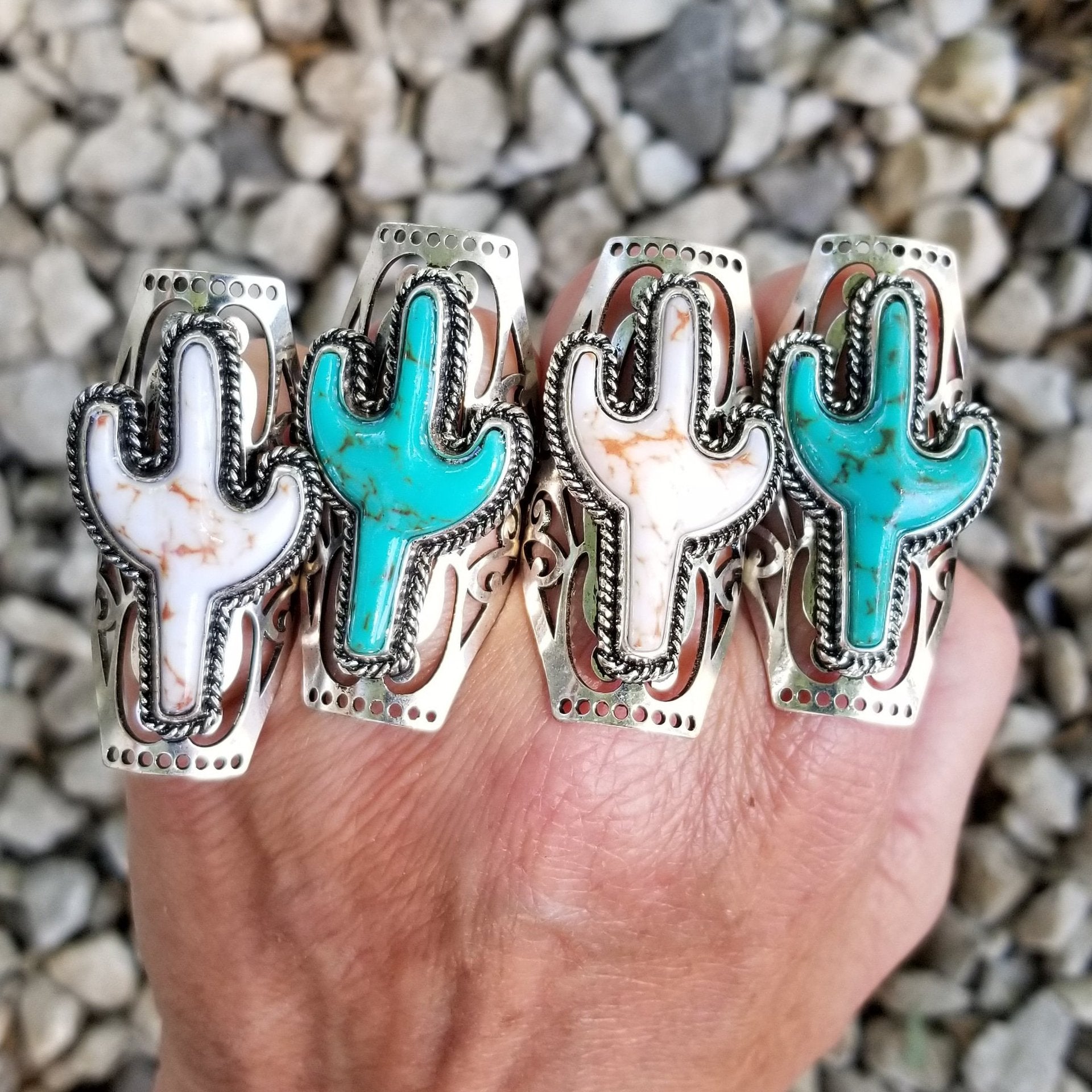 Wholesale Turquoise Cactus Hollow Ring