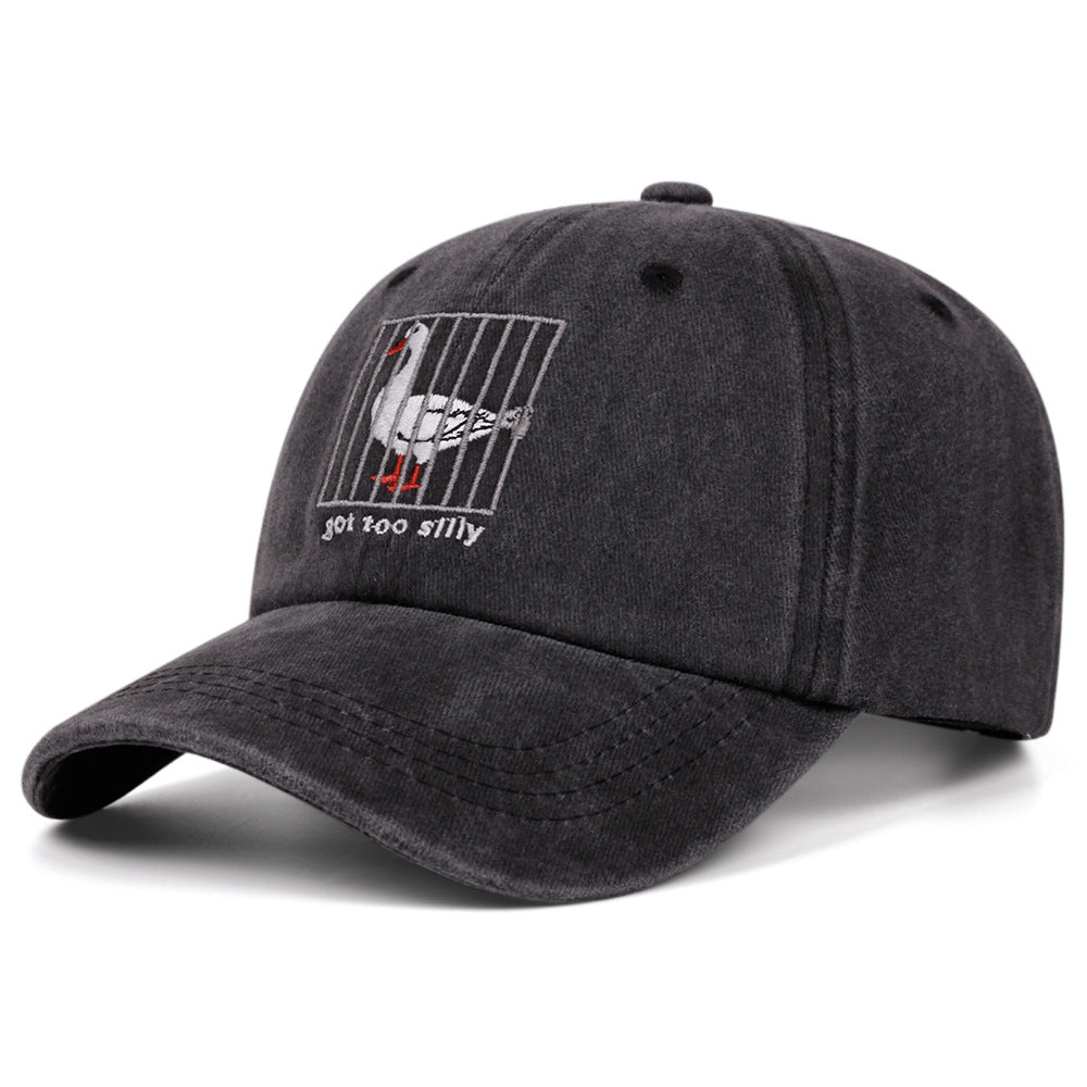 Wholesale Silly Goose Embroidered Vintage Denim Baseball Cap Adjustable Casual Soft Cap For Everyday Wear