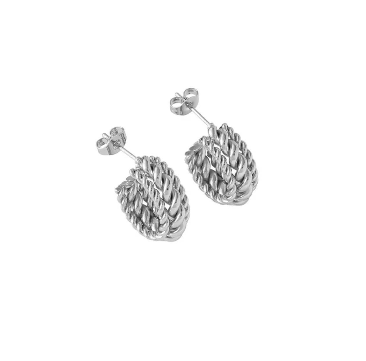 Wholesale Stainless steel twisted pattern,  luxurious and sophisticated square titanium steel stud earrings