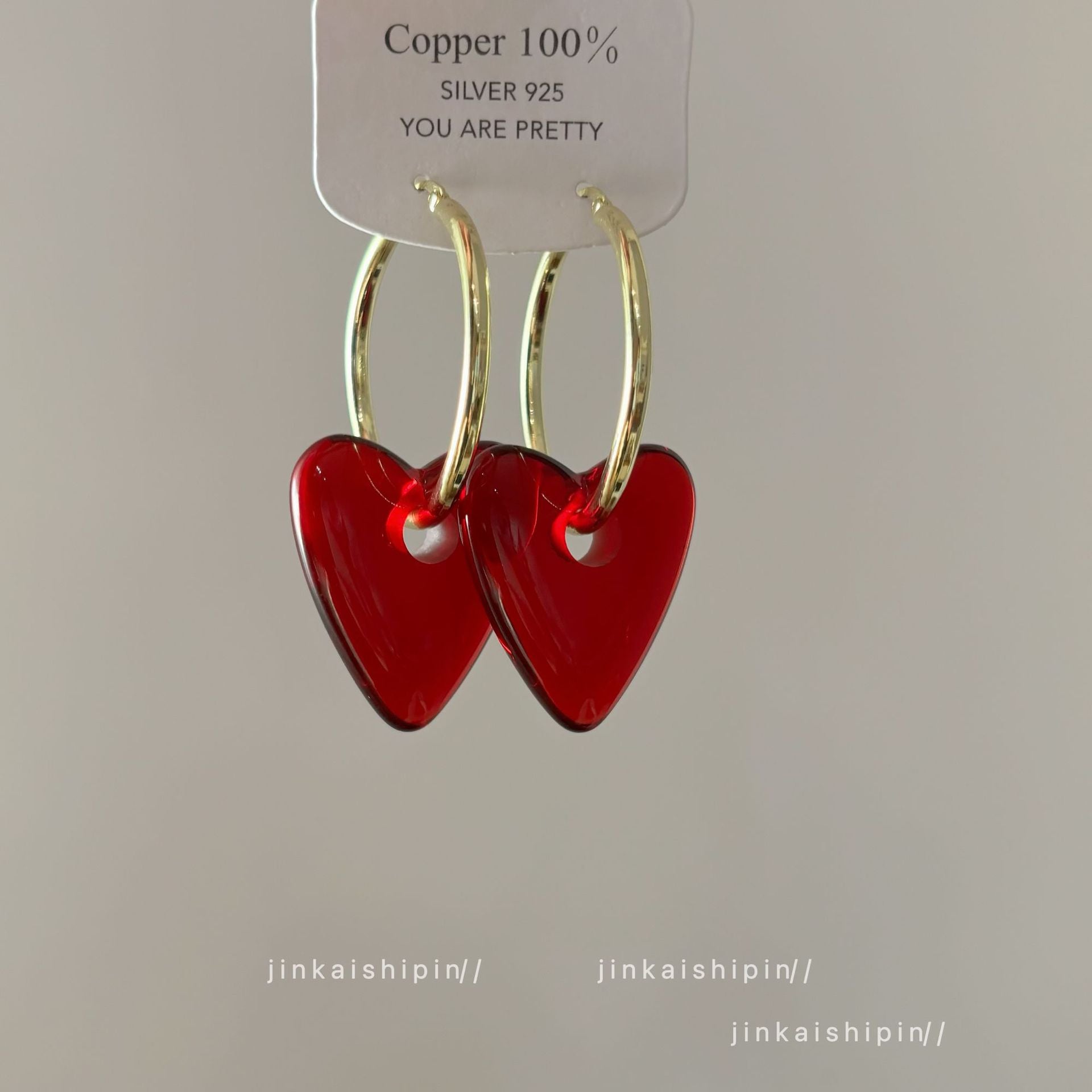 Wholesale  Red Love Earrings  Light Luxury Ear Buckle Ear Jewelry