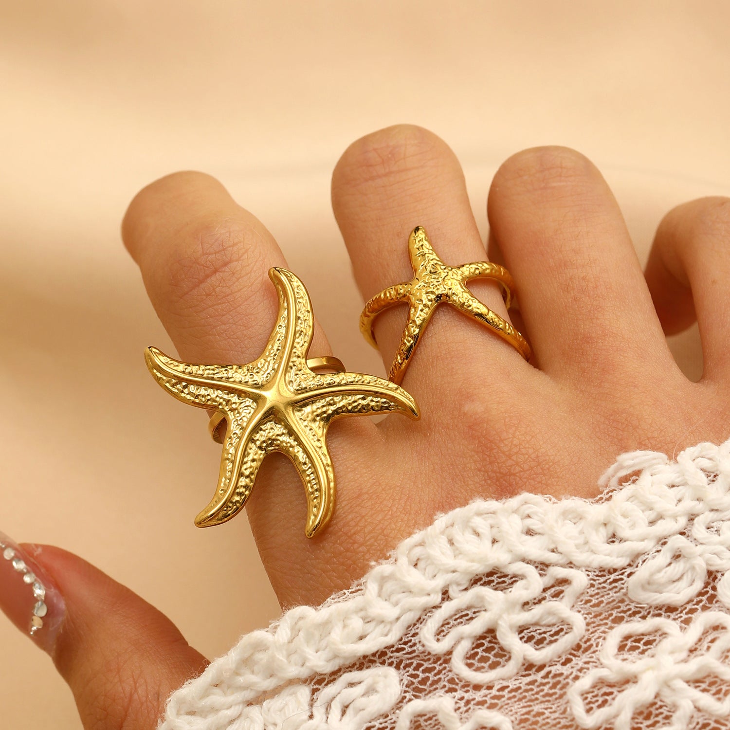 Anello regolabile con apertura oceanica per stelle marine in acciaio inossidabile all'ingrosso