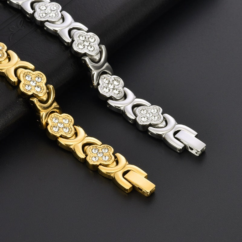 Wholesale Rose gold magnetic copper fashion minimalist accessory titanium steel bracelet delicate small jewelry for girls