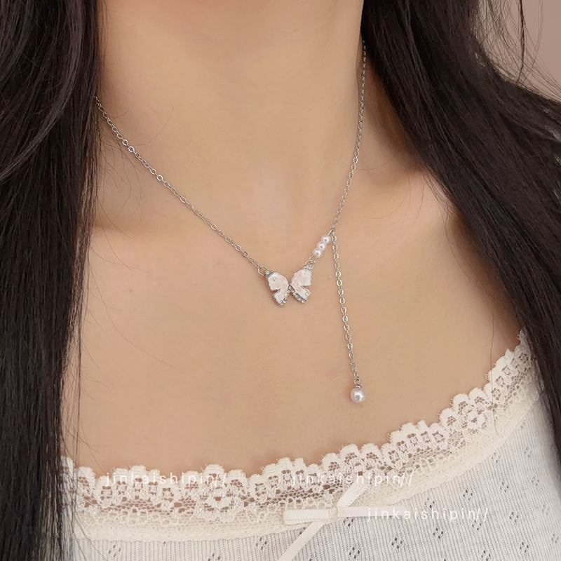 Wholesale Pink Butterfly Beaded Necklace