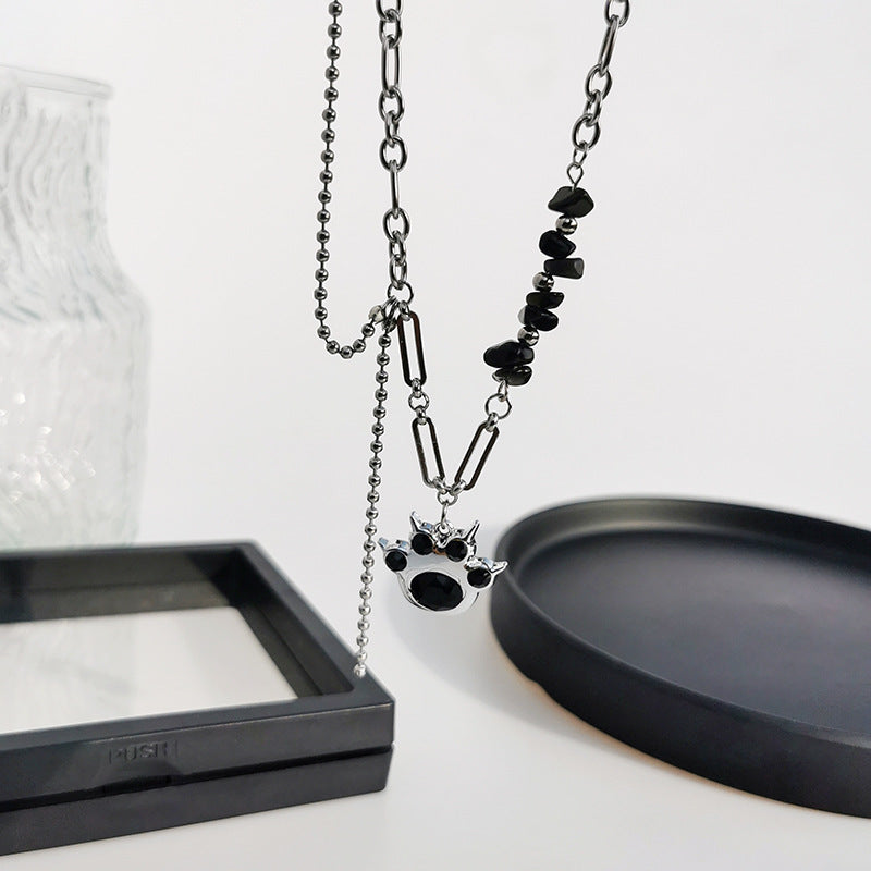 Wholesale  Titanium Steel Diamond Cat claw necklace  light luxury necklaces