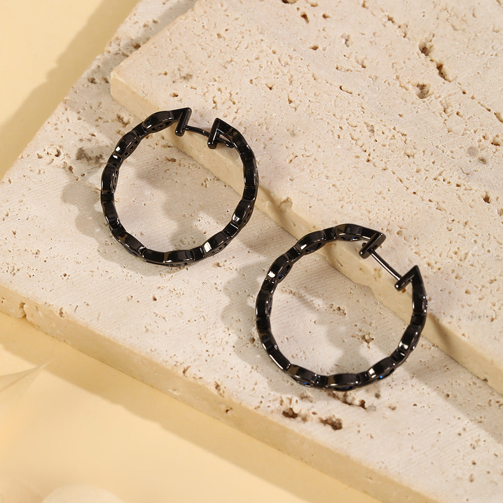 Wholesale Black vintage versatile hoop stud earrings