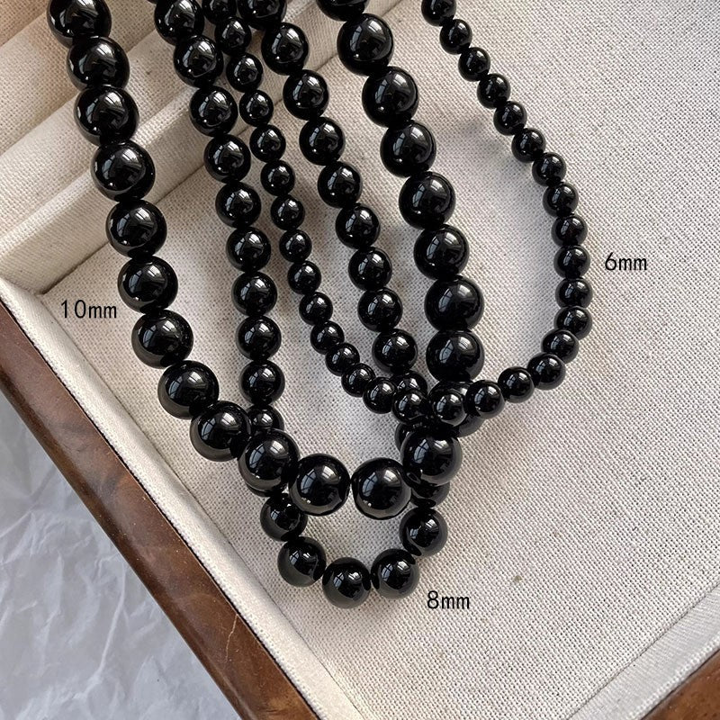 Wholesale Black Glass Pearl  Light Luxury  Pearl Necklace