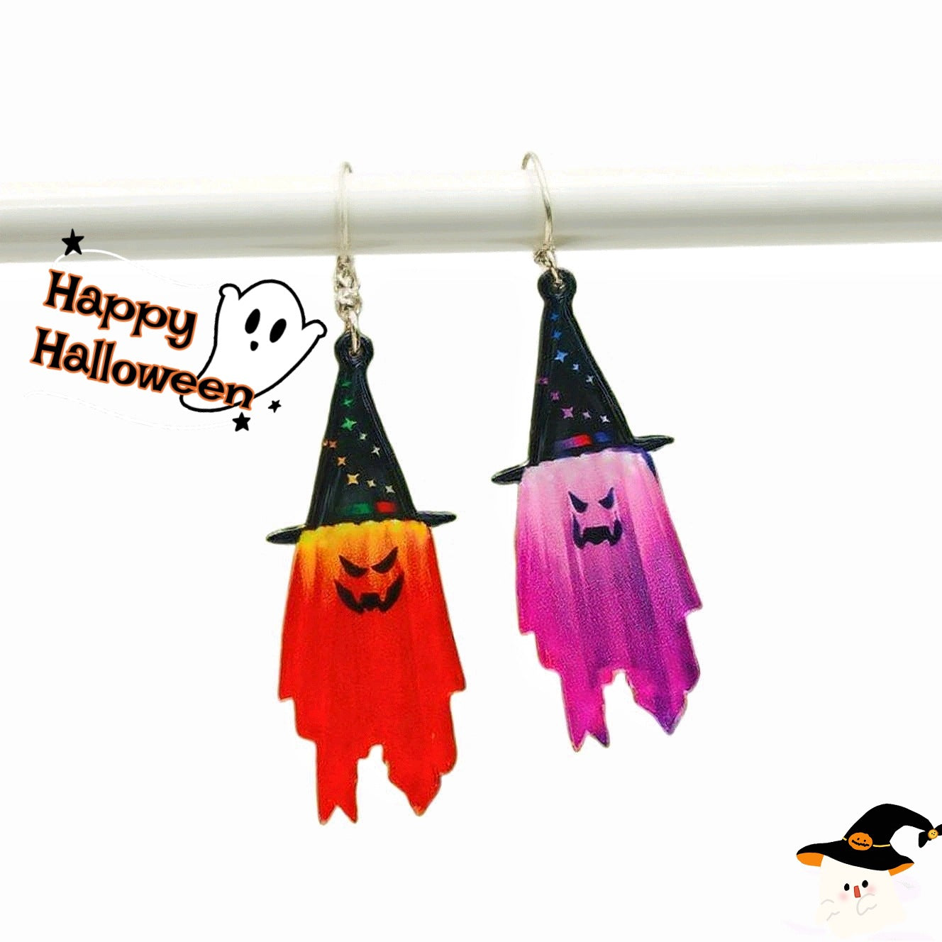 Wholesale  Halloween Wizard Ghost Acrylic Pendant Earrings