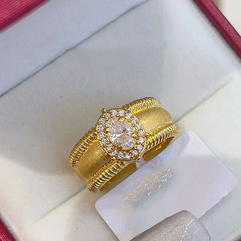 Wholesale Women' s Middle Ancient vintage Flash Diamond Wide Bead Rings Court Wind Ring