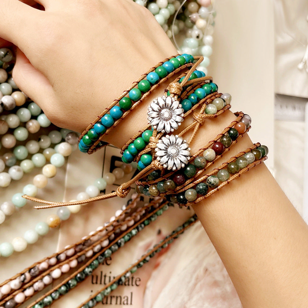 Wholesale Natural Stone Beaded Multi-layer Braided Bracelet ACC-BT-Youf001