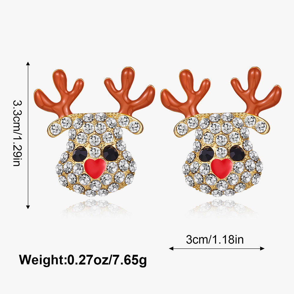 Wholesale Alloy Oil Dripping Diamond Jewelry Christmas Earrings