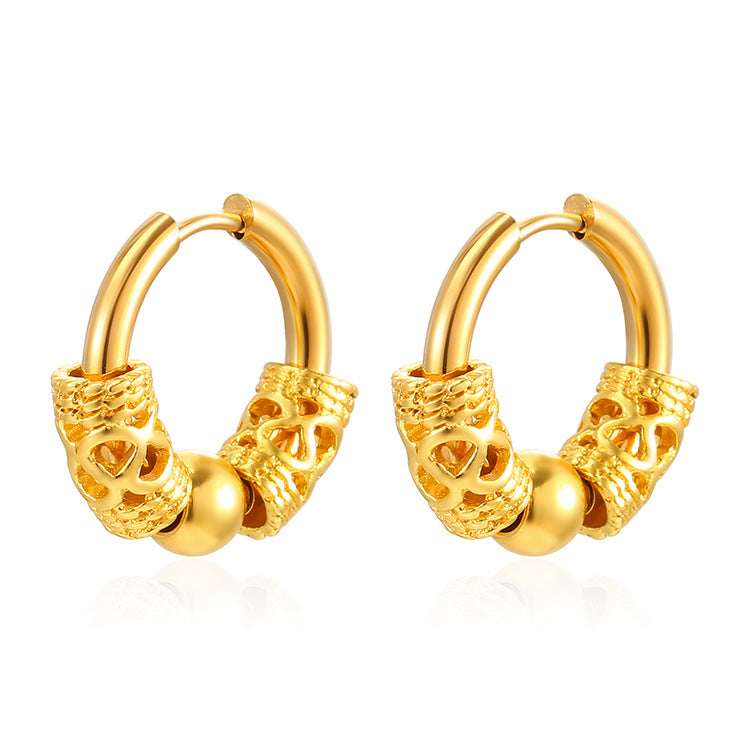 Wholesale Stainless steel Dragon pattern totem earrings