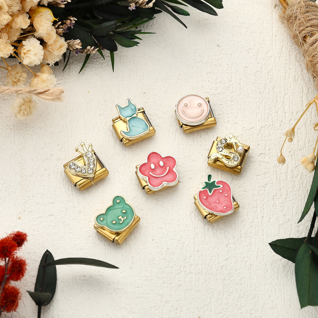 Wholesale 10pcs Italian Charm Bracelet 9mm DIY Splicing Cute Creative Stainless Steel Composable Bracelet