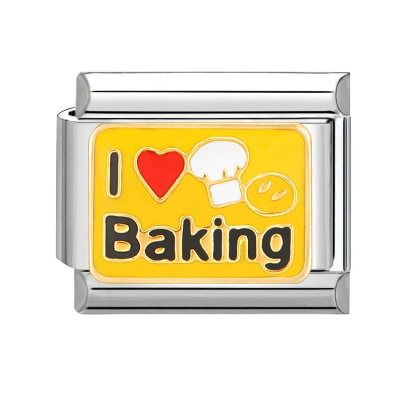 Wholesale Italian Charm Bracelet 9mm DIY Splicing Removable Yellow Element Stainless Steel Composable Bracelet