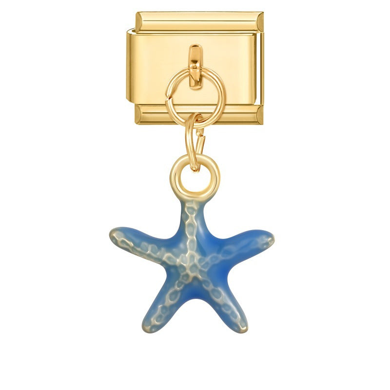 Wholesale Fruit Heart Star Pendant DIY Bracelet Charm Stainless Steel Gold Tone Jewelry Accessory