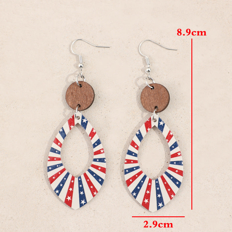 Wholesale Ethnic style hollow geometric five-pointed star American Independence Day acrylic earrings