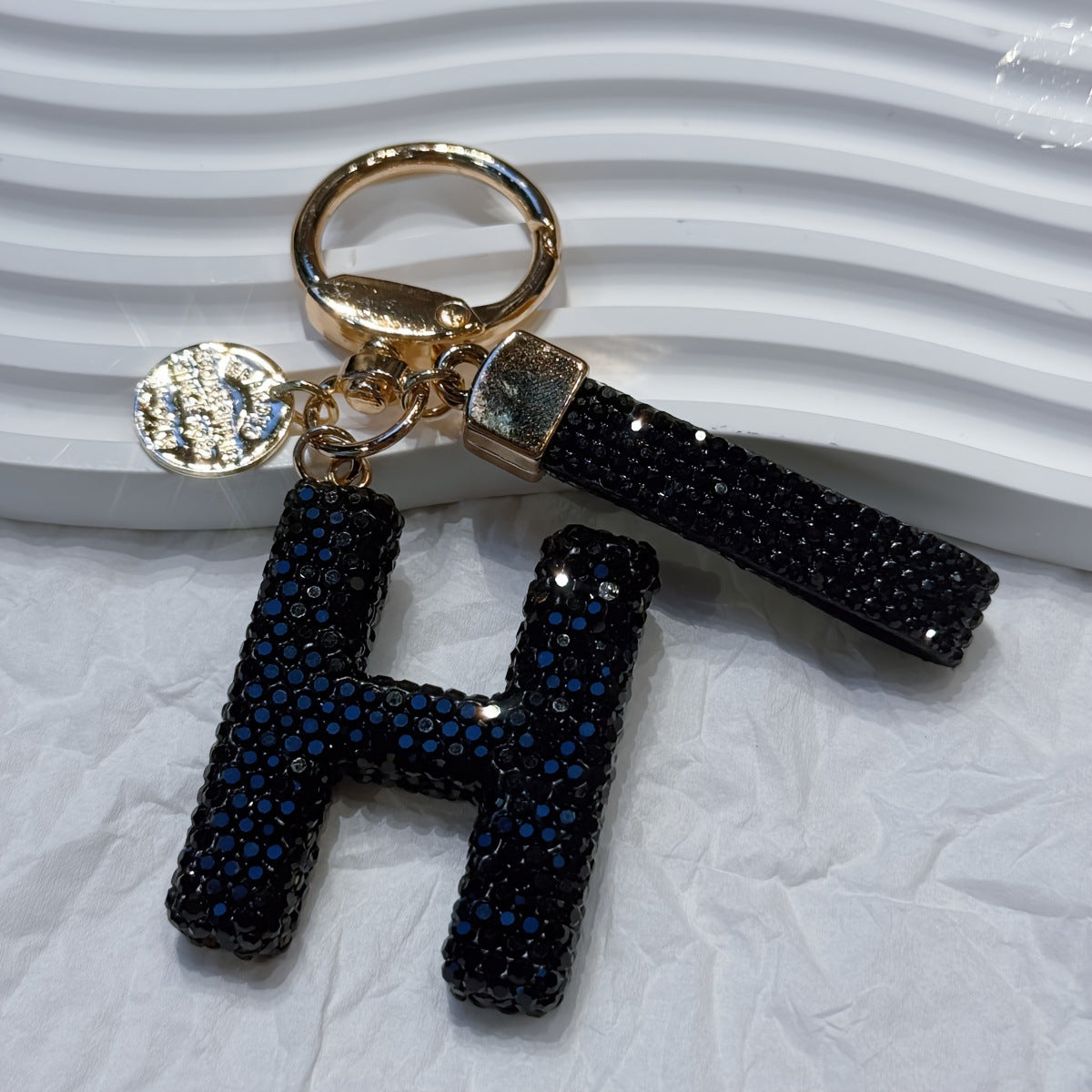 Wholesale Chic Rhinestone Letter Keychain Metal Electroplating Fashion Accessory Bag Charm Car Key