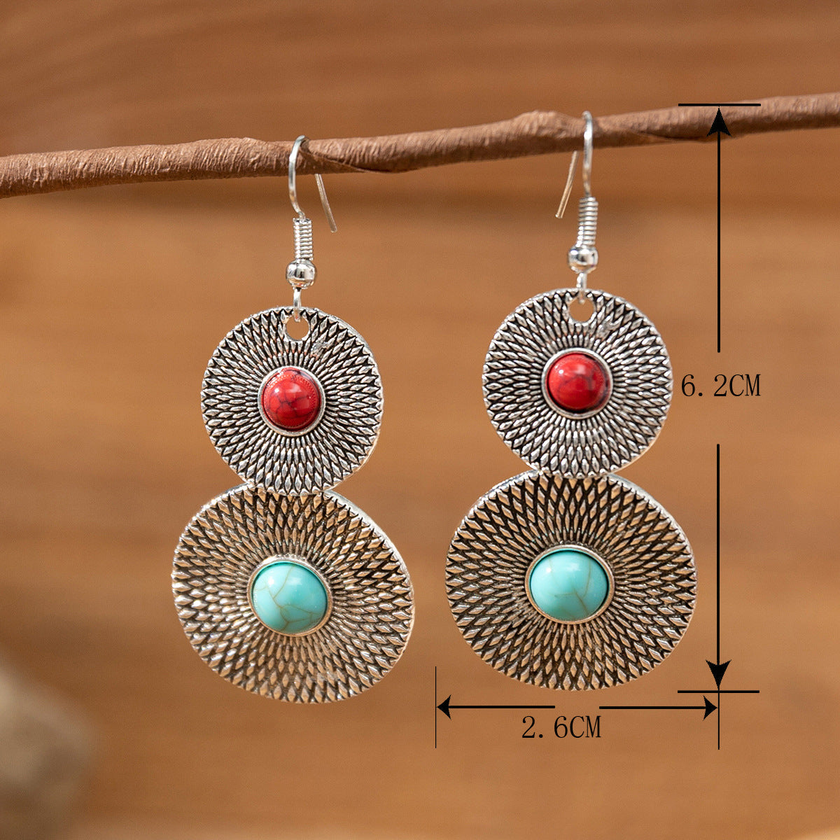 Wholesale Middle Ages Ethnic Style Turquoise Water Drop Earrings ACC-ES-XLH004
