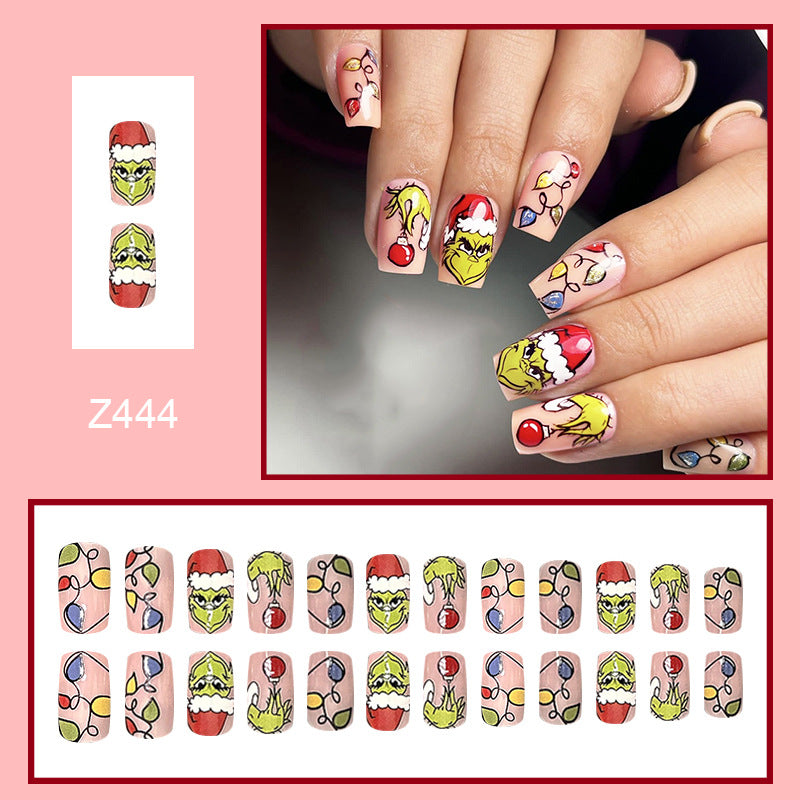 Wholesale 24 Pieces/box Christmas Press-on Nails Kits Nail Stickers ACC-NS-FengLi005