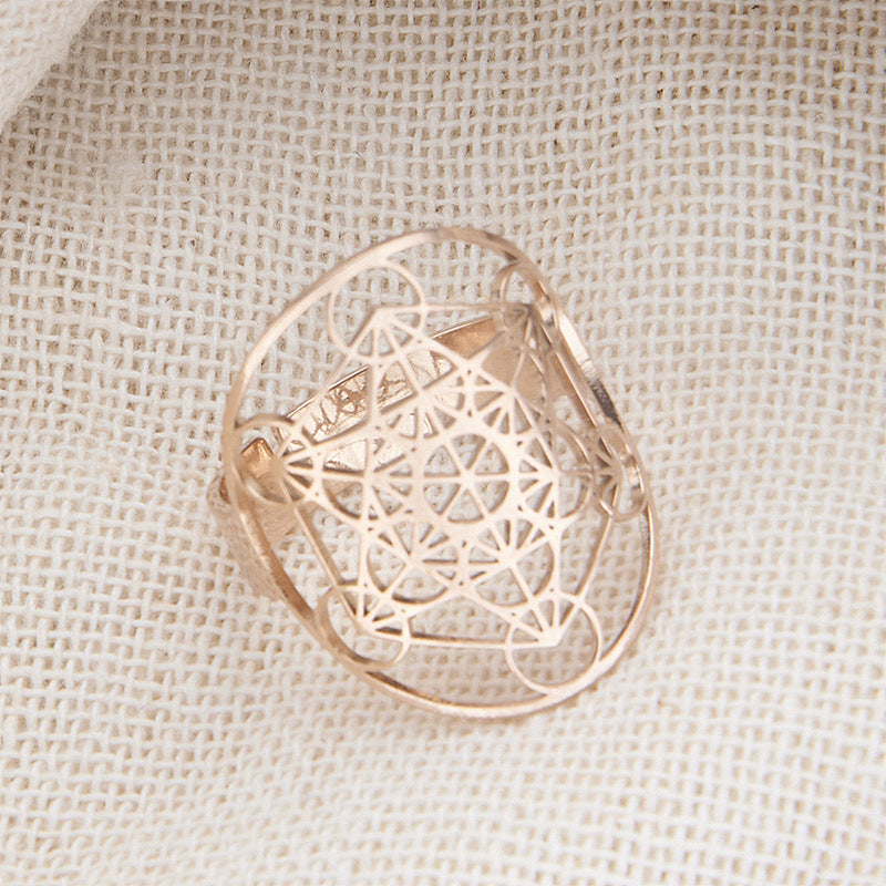 Wholesale Hollow Six-Pointed Star Oval Stainless Steel Ring