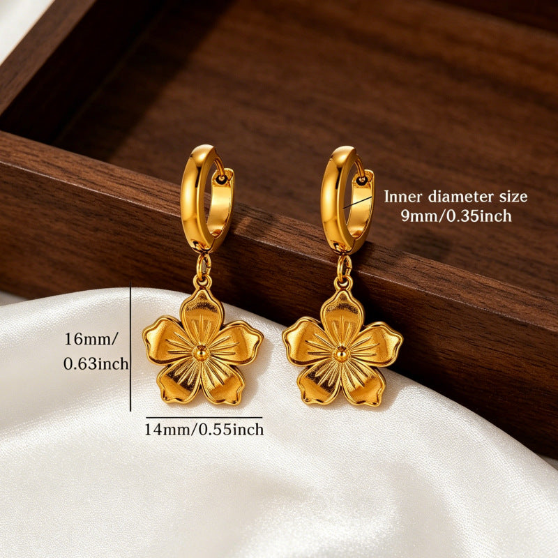 Wholesale 304 Stainless Steel Vacuum Plated Flower Earrings Fashion Jewelry Accessory for Women