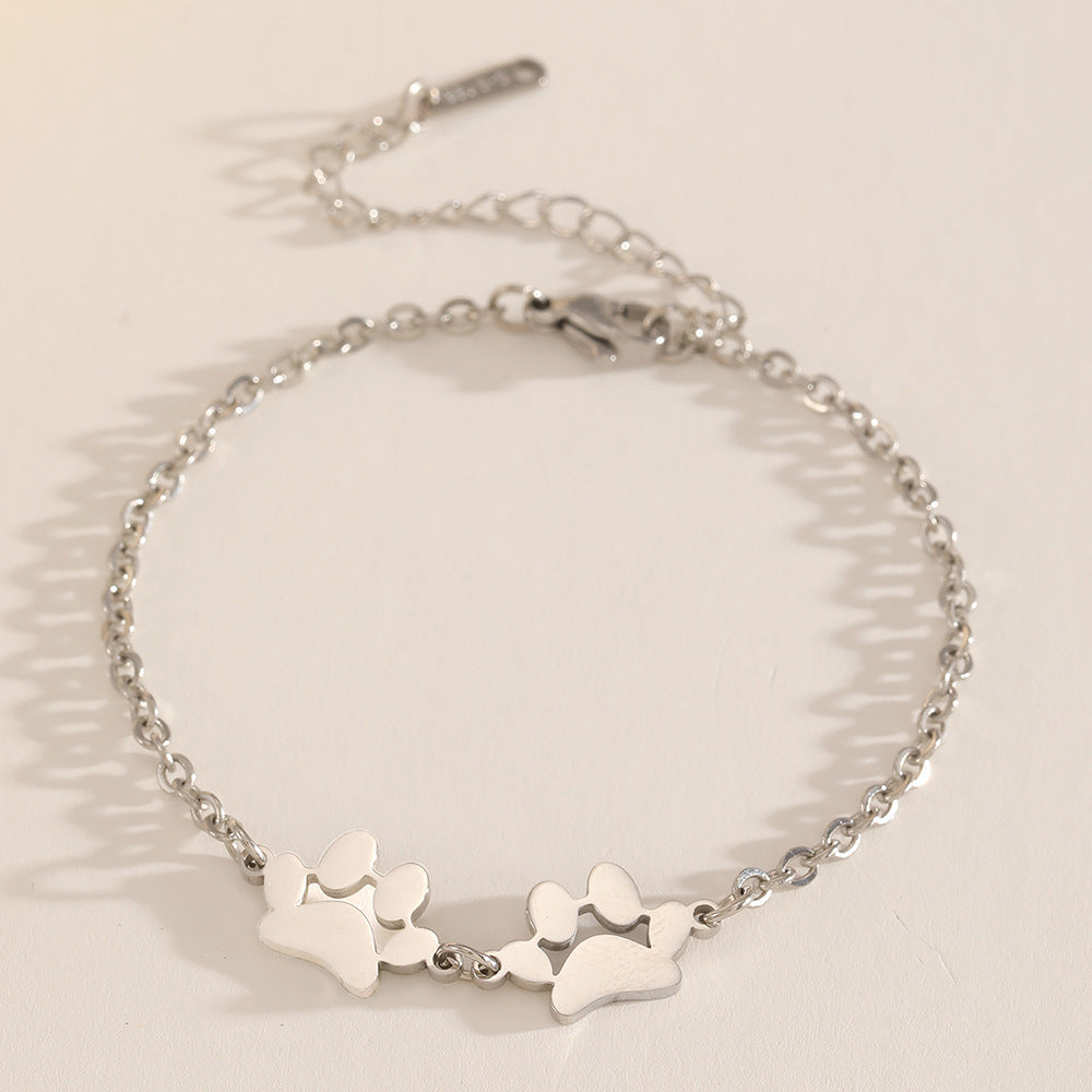 Wholesale Stainless steel pet paw print bracelet