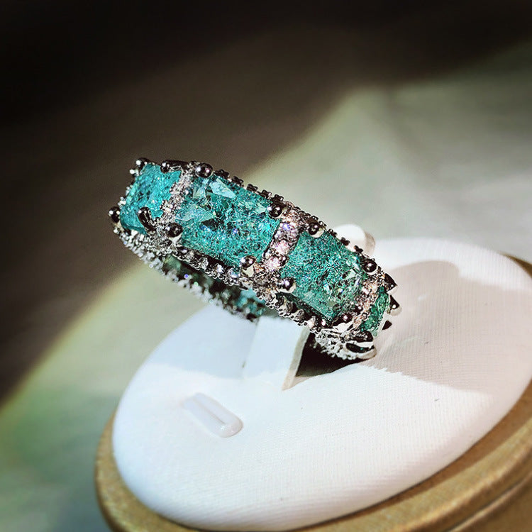 Wholesale inlaid aquamarine Topaz ring