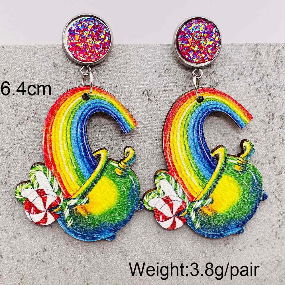 Wholesale  Christmas Earrings Baseball Wooden Earrings