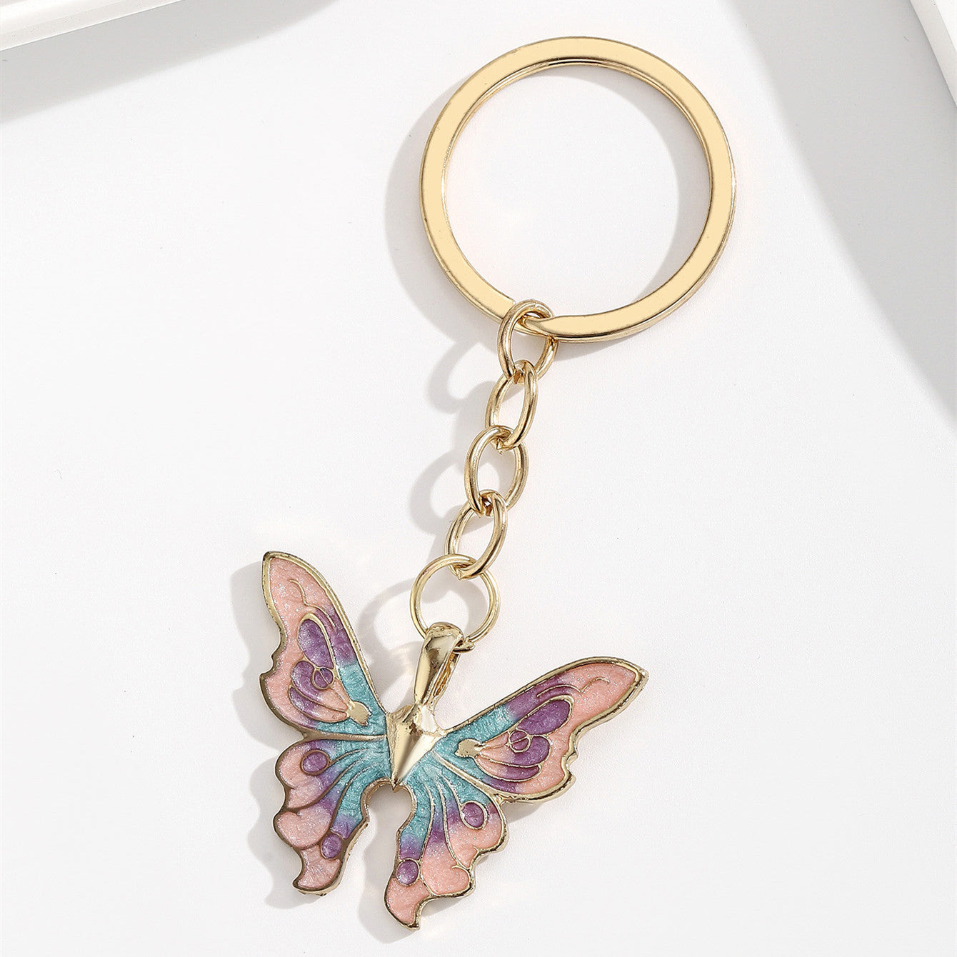 Wholesale Colorful alloy oil dripping butterfly keychain