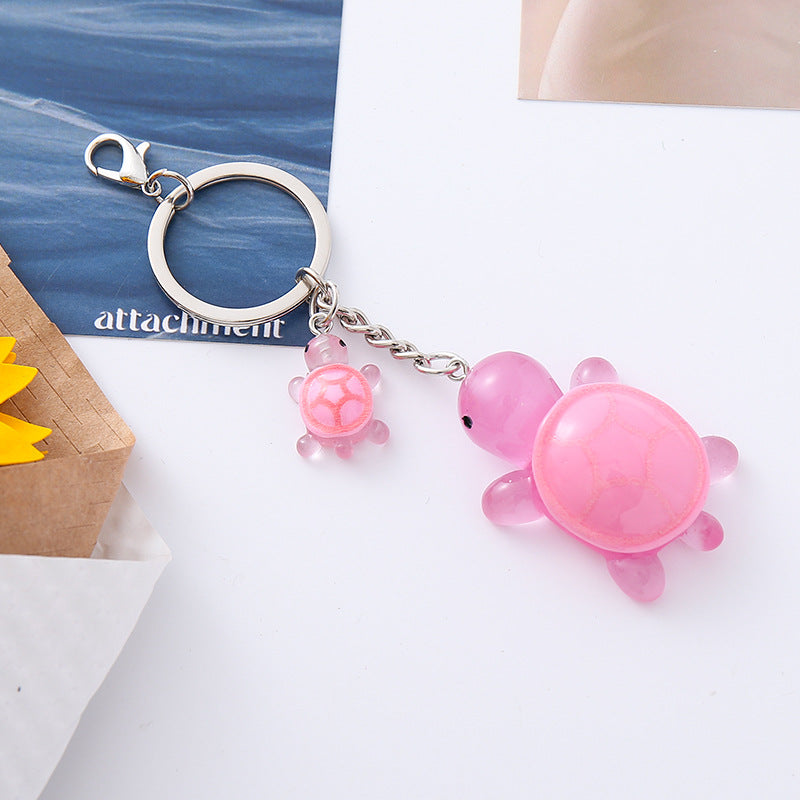 Wholesale Three-dimensional luminous little turtle keychain